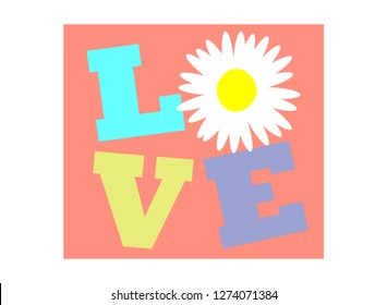 Love flower fashion vector illustration for t-shirt, slogan design print graphics style