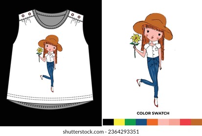 I Love Flower Girls Tops Vector Print Design For Man, Woman, Girls, Kids