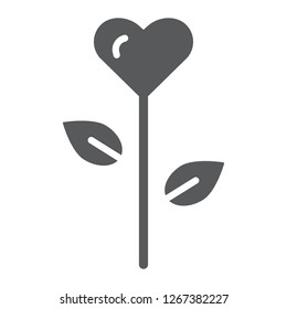 Love flower glyph icon, floral and love, heart flower sign, vector graphics, a solid pattern on a white background, eps 10.