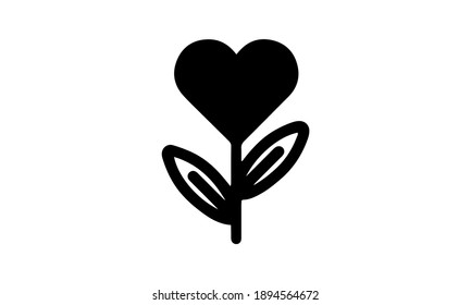 Love flower icon flat style vector illustration.