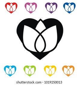 Love flower logo design vector