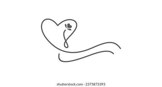 Diseño del logo de amor y flor. diseño vectorial e ilustración.
