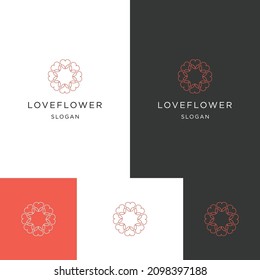 Love Flower logo icon flat design template 