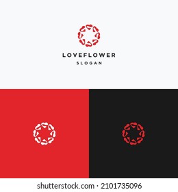Love Flower  logo icon flat design template