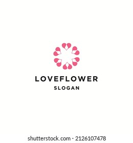 Love flower logo icon flat design template 