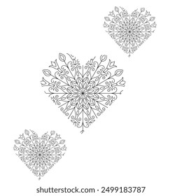 Love flower pattern mandala design coloring book page