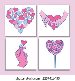 love with flower pink blue vector design illustration and good for valentine's day