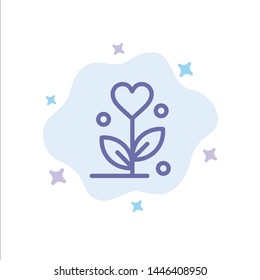 Love, Flower, Wedding, Heart Blue Icon on Abstract Cloud Background