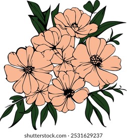 Love flowers bouquet - flowers silhouette, print, design, logo, art, for cricut