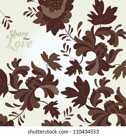 Love Flowers Elegant Ornamental Card in Japanese Style, SPA