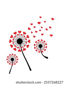 Love Flowers with Heart Seeds Flying in the Wind