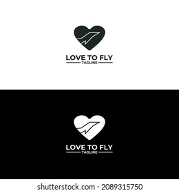 Love to fly logo isolated of flat style design. Love to fly symbol.