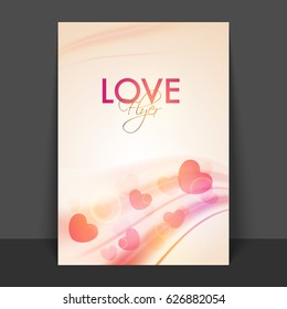 Love Flyer, Template or Brochure design with beautiful hearts decoration.