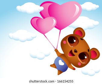 In Love flying Teddy-bear - Illustration