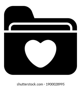 carpeta de amor, icono negro de archivos