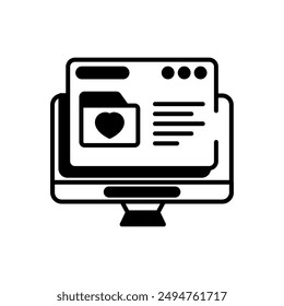 Love Folder Glyph Icon, Vector illustration