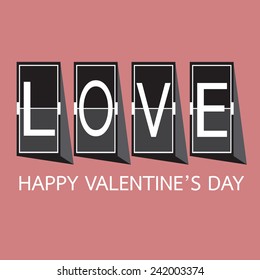Love Font on mechanical panel letters. Typography, font, type vector for Happy Valentines day  