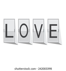 Love Font on mechanical panel letters. Typography, font, type vector for Happy Valentines day  