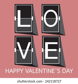 Love Font on mechanical panel letters. Typography, font, type vector for Happy Valentines day 