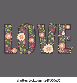 love font spring flowers 