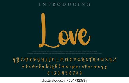 Love Font Pincel elegante pintado com letras maiúsculas vetoriais, alfabeto, fonte