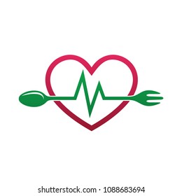 Love Food Healthy With Fork and Spoon Logo Template