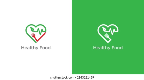 Love Food and Heart Beat Logo Concept sign icon symbol Design. Vector illustration logo template