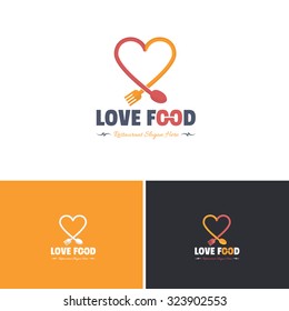 Love Food And Heart Vector Icons, Logos, Sign, Symbol Template 