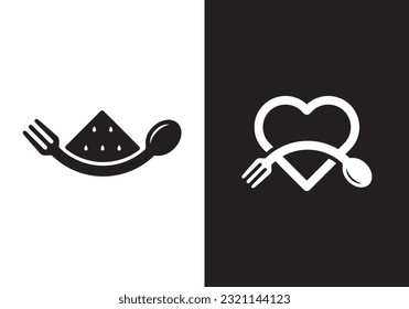 love food logo design spoon and fork design vector illustration.