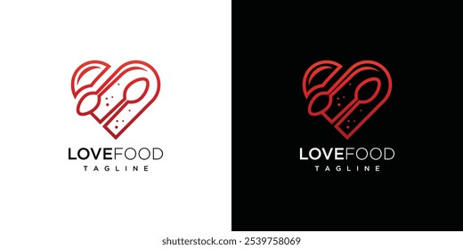 Modelo de design de logotipo de comida de amor. Ícone de logotipo de amor e comida	