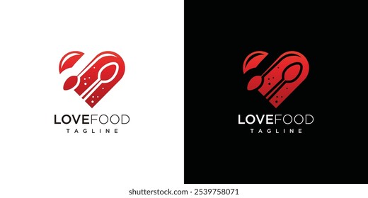 Love food logo design template. Love and food logo icon	