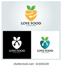 Love food logo design template. Vector illustration