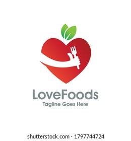 Love Food Logo Design Vector Template Illustration