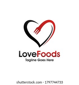 Illustration zum Design von Love-Food-Logos
