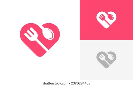 Love food logo, fork and spoon logo, restaurant and cafe logo design vector