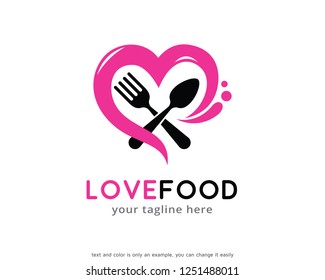 Love Food Logo Template Design Vector, Emblem, Concept Design, Creative Symbol, Icon