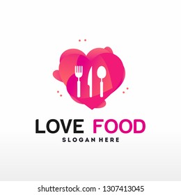 Love Food Logo Template, Restaurant logo symbol, vector Logo Template - Vector