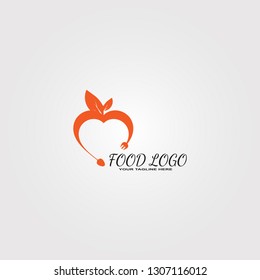 Love Food logo template, vector logo for restaurant  business identity, culinary symbol or icon , organic, spoon and fork illustration -vector