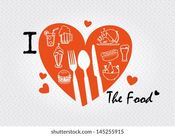 i love the food over dotted background vector illustration