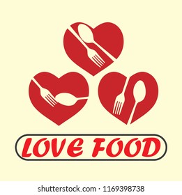 Love food, romantic valentines icon, vector illustration