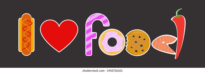 I love food vector sign. Editable illustration of food. No diet day. Food day vector.