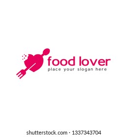 Love food vector template logo. Bite a food. Design with love and arrow symbol. Suitable for hunter food.