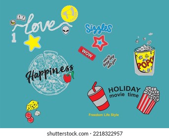 I love foods like pizza, popcorn, cheeze and soda. High quality and detailed Fast food elements vectors,