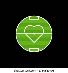 I love football. Heart with football ball glyph icon. Symbol, logo illustration. Vector graphics