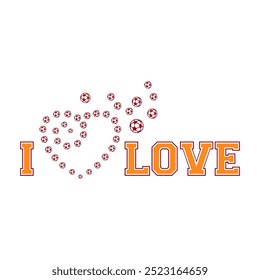 I love football heart, Graphic design print sports t-shirt fashion, illustration, vector, posters, cards, stickers, mug