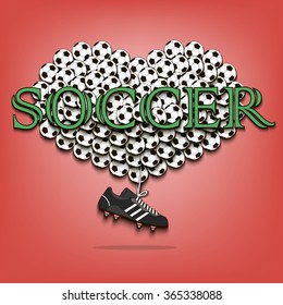 Love and football. heart of soccer. vector illustration