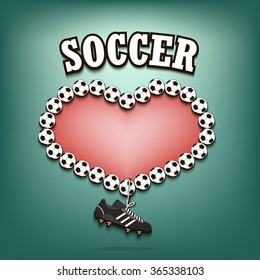 Love and football. heart of soccer. vector illustration