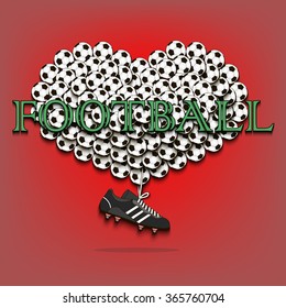Love and football. heart of soccer. vector illustration
