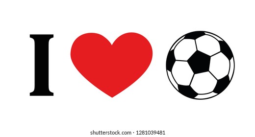 I love football pictogram typography with red heart vector illustration EPS10