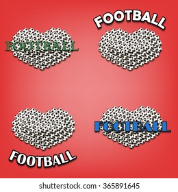 Love and football. set heart of soccer ball. vector illustration